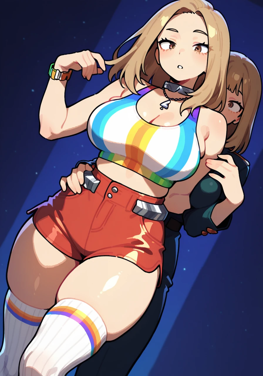 Tomboy shy short hair boy messy jacket bikini big breasts and butt