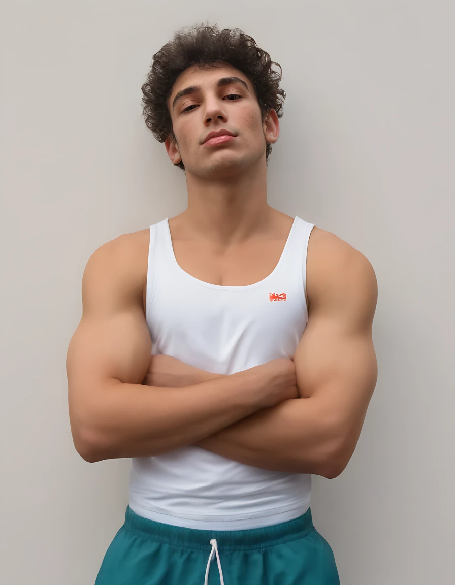 1boy, handsome muscular male, broad shoulder, small waist, face, beard, white background, amm mc outfit, acmm tp outfit, acmm cp outfit, wearing acmm top, very attractive, blurry_background, (high detailed skin:0.8), 8k uhd, dslr, soft lighting, HDR, warm light, high quality, film grain, Fujifilm XT3,