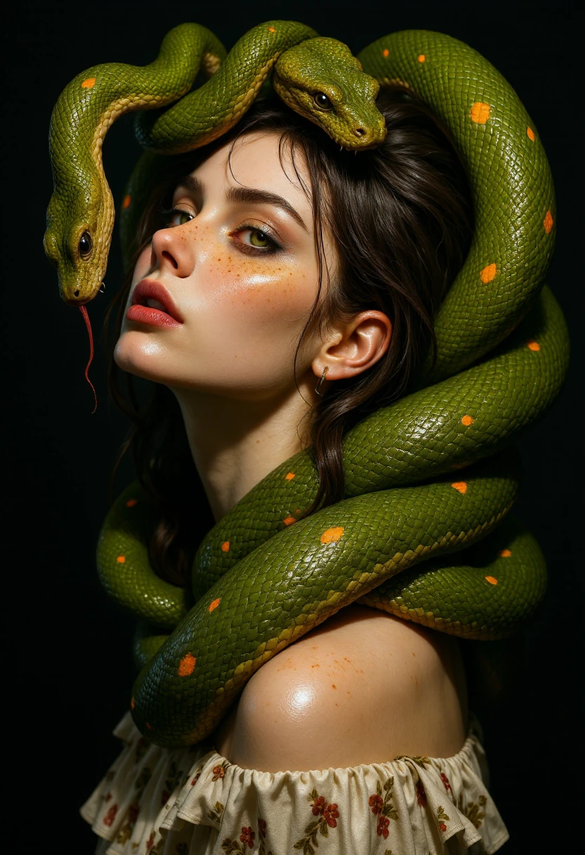 in the dungeon,Small space,Covered with snakes, asian teen girl, crying expression, Snakes around the body, many snakes, Fine details,Tentacled,Tied with snakes,- vaginal shot,drooling,Crying,Detailed body,Full limbs,photo Raw, hyper HD, Anatomically correct, Textured skin, realistic, realism, Super detail, High details, High quality, A high resolution, 8K, hyper HD, Anatomically correct, 35mm photograph
