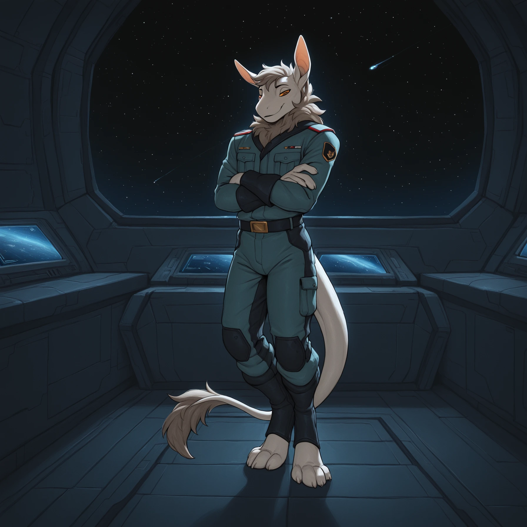 Solo, male, standing, space, spaceship, window, (((rat))), pink nose, short hair, skrunkly, stinky, smelly, crooked whiskers, messy fur, dirty fur, messy hair, (((by bebebebebe, by buta99))), red (((spacesuit))), buck teeth, big bulge, slim, skinny, short, small, weak, pathetic, flimsy