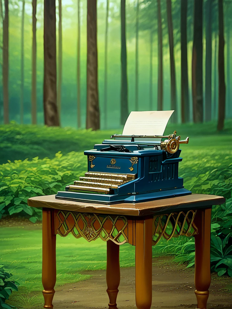 score_9, score_8_up, score_7_up, source_anime, masterpiece,best quality, highres, absurdres, official art, official style, dynamic shading, dynamic coloring, extremely detailed, BREAK
beautiful scenery, nature, table, typewriter