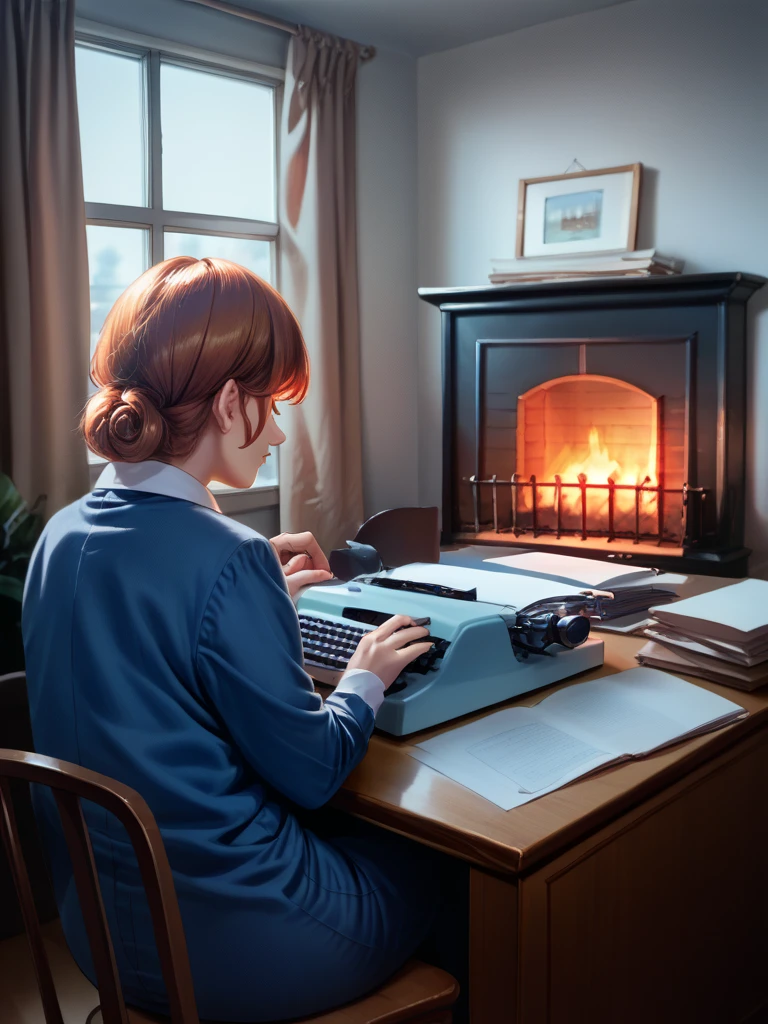 score_9, score_8_up, score_7_up, source_anime, BREAK
A cozy office, (fireplace:1.3),
oak desk and chair,
typewriter,
window, night time, stars