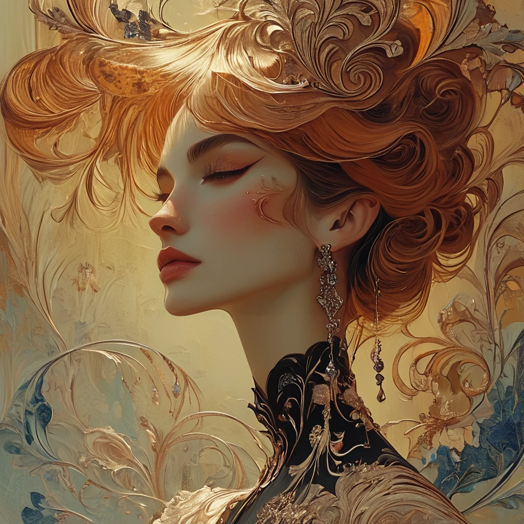 Score_9, score_8_up, score_7_up, score_6_up, BREAK <lora:Art_Nouveau_Fashion_illustrationPony:1> Art Nouveau Fashion illustration, Portrait