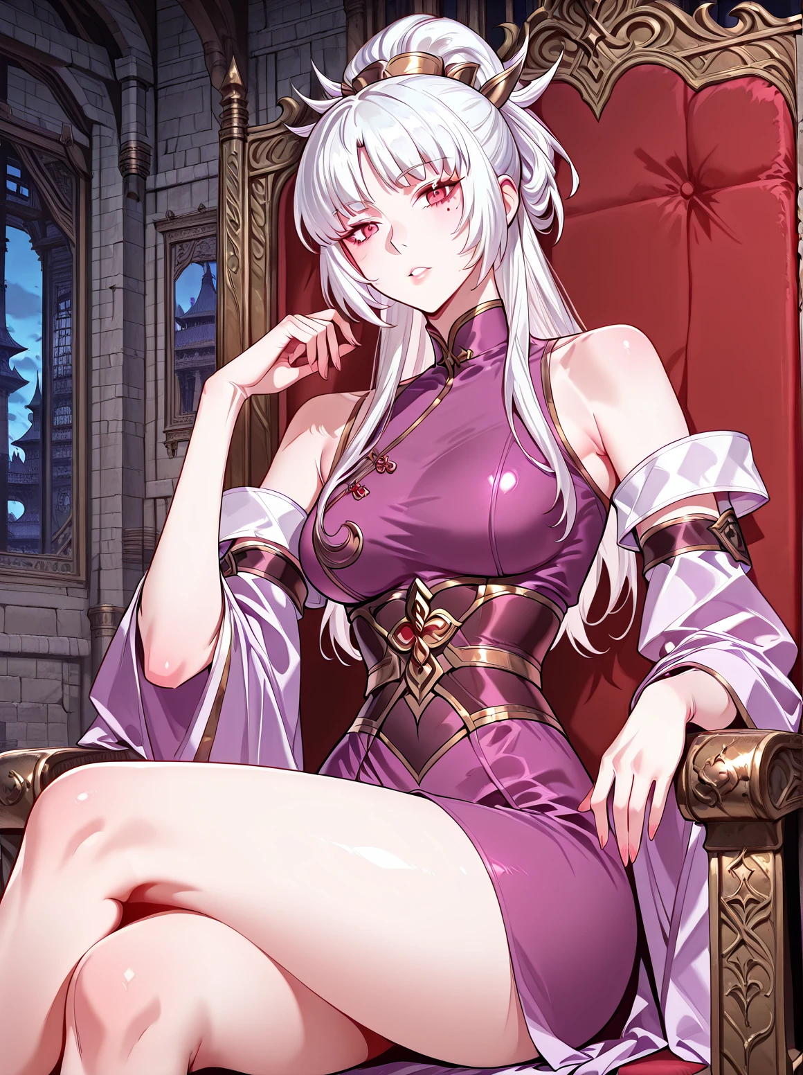 ((4k,tmasterpiece,best qualtiy)),maxiskit,dress conservatively 1 girl,独奏,full bodyesbian,Wide shot,standing on your feet,clutching a sword,whaite hair,long whitr hair,elvish ears,valkyrie,armour,angelicales,White bra,side bang,from the front side,Oversized body,natta,mont,looki at viewer,High seat on the stairs,There is a beautiful loli dressed in lilac clothes sitting down,The invisible scatters the nobility。
A burgundy red tail similar to Bibi Dong's, soft and smooth,The clear and flexible burgundy eyes reveal laziness,A pair of white and tender short legs overlapping,The little feet wrapped in pale pink dwarf heels swayed,The soul-devouring spider tied to the green neck ring kept making a squeaking sound,There is a touch of allure when it is cute,People can't help but turn into a puppy and crawl over to lick the enemy。