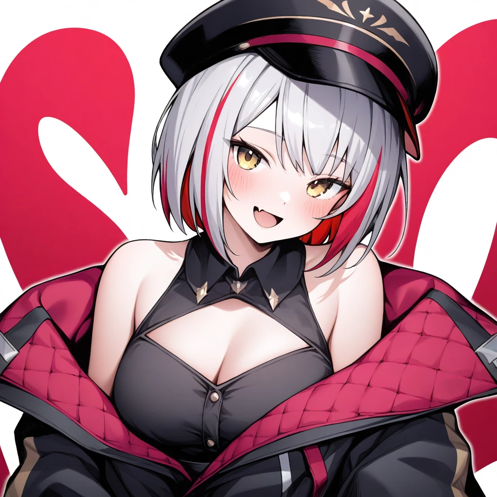 ((Masterpiece:1.8), best quality, expressive eyes, perfect face:1.8):2.0),preschool girl,has short white hair,Choose red dye,big tits,rift,beautiful dance,with a smile