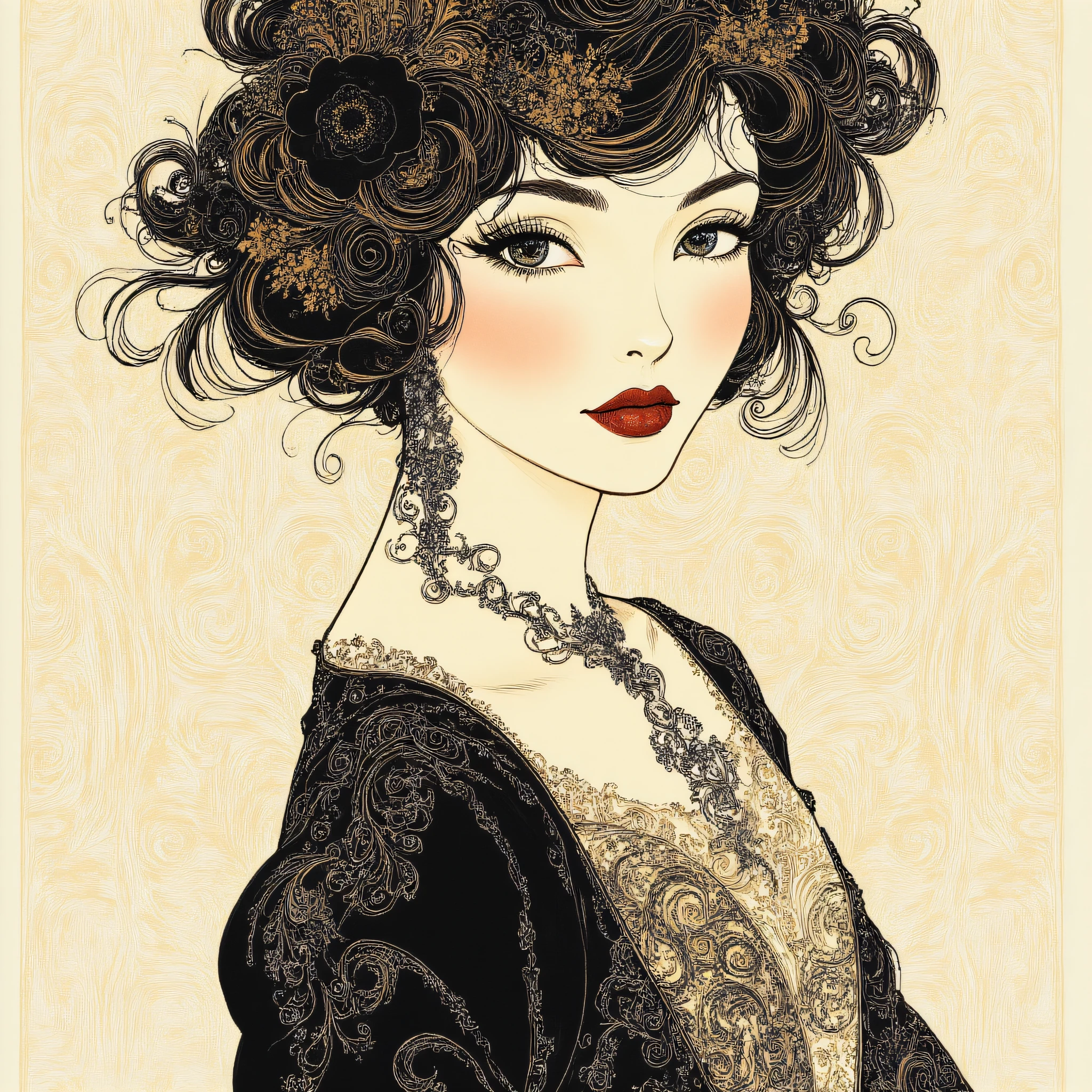 Art Nouveau Fashion illustration,  Portrait