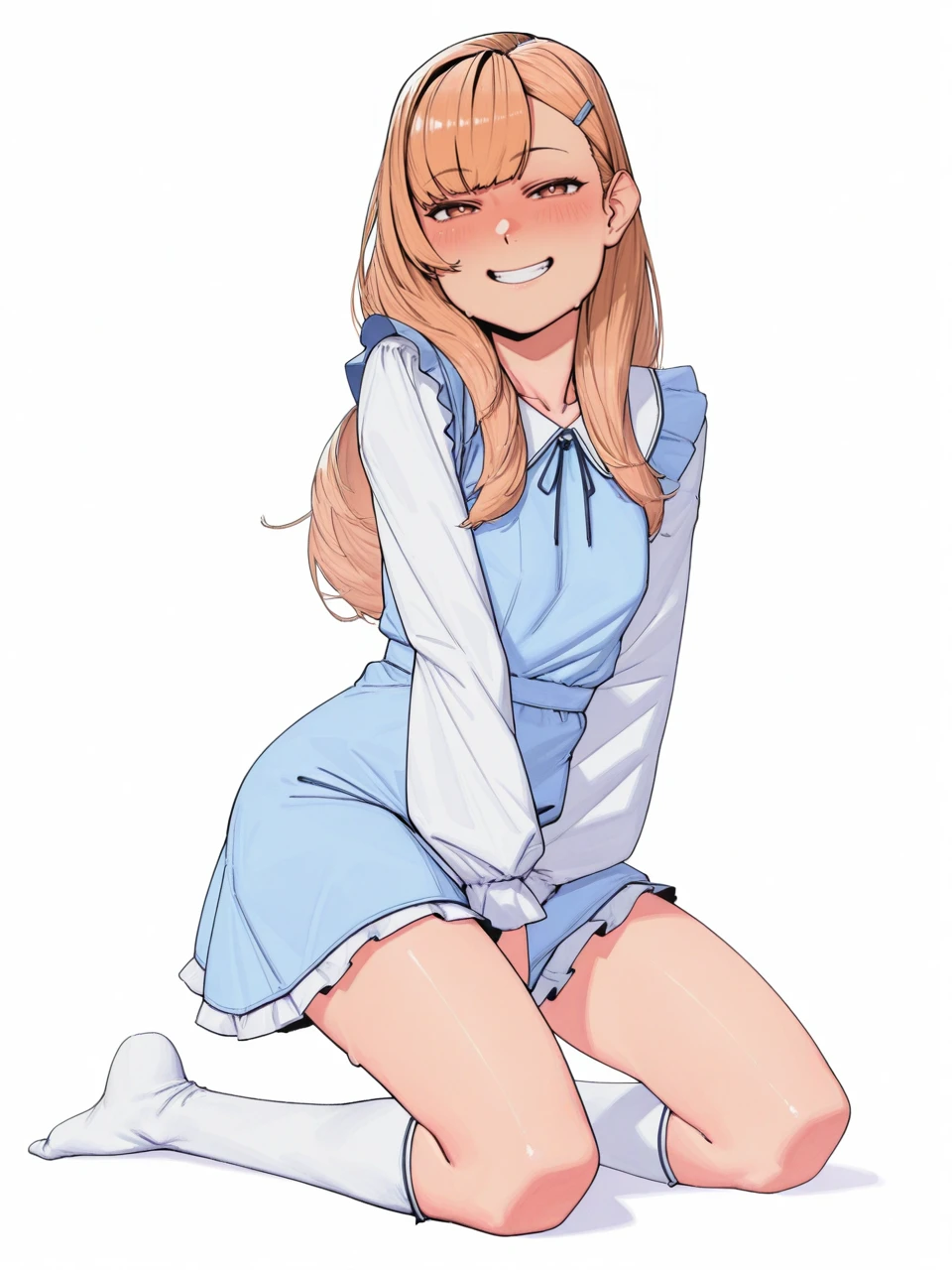 score_9, score_7_up, best quality, ultra-detailed, highres , 2d, lineart,
kneeling, cute, fully clothed, smile, long hair, shy expression, flustered expression, dress, long socks,1girl, solo,
<lora:Rat_Huang:1> rat huang,