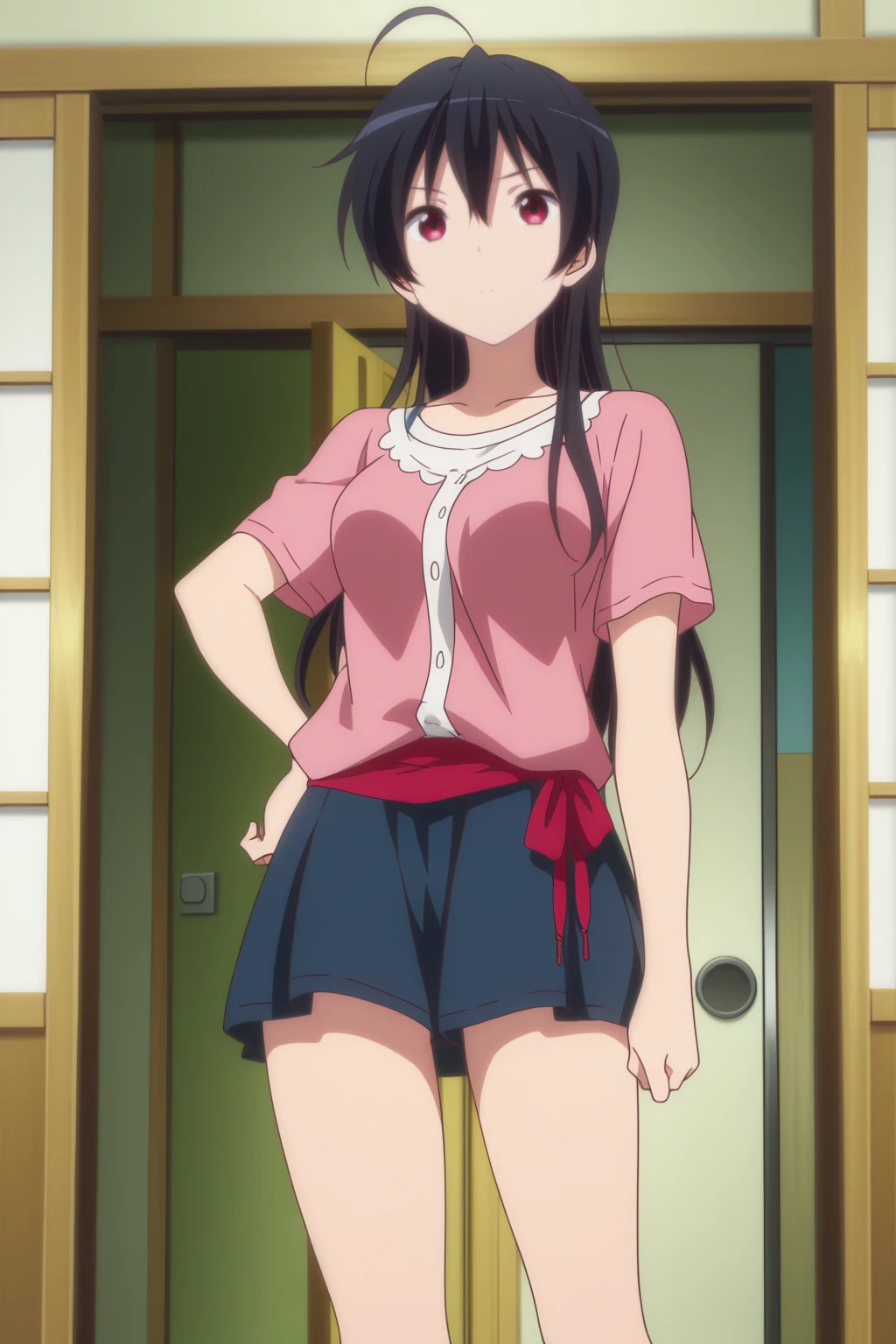 (masterpiece, highest quality: 1.2), alone, 1 girl, alone, ，，((Cotton panties with crotch))，blush，Sailor suit，your heather, smile, Mouth closed, View your viewers, Long black hair, head band, Earrings, Big Breasts, Medium Waist, Medium Hips, wide thighs, Embarrassing, Charm, smiling with her Mouth closed, Good move.., Excellent anatomy, ((Cotton panties with crotch))，classroom，，Sailor suit，skirt， (((skirtめくり, I can see your pants)))，