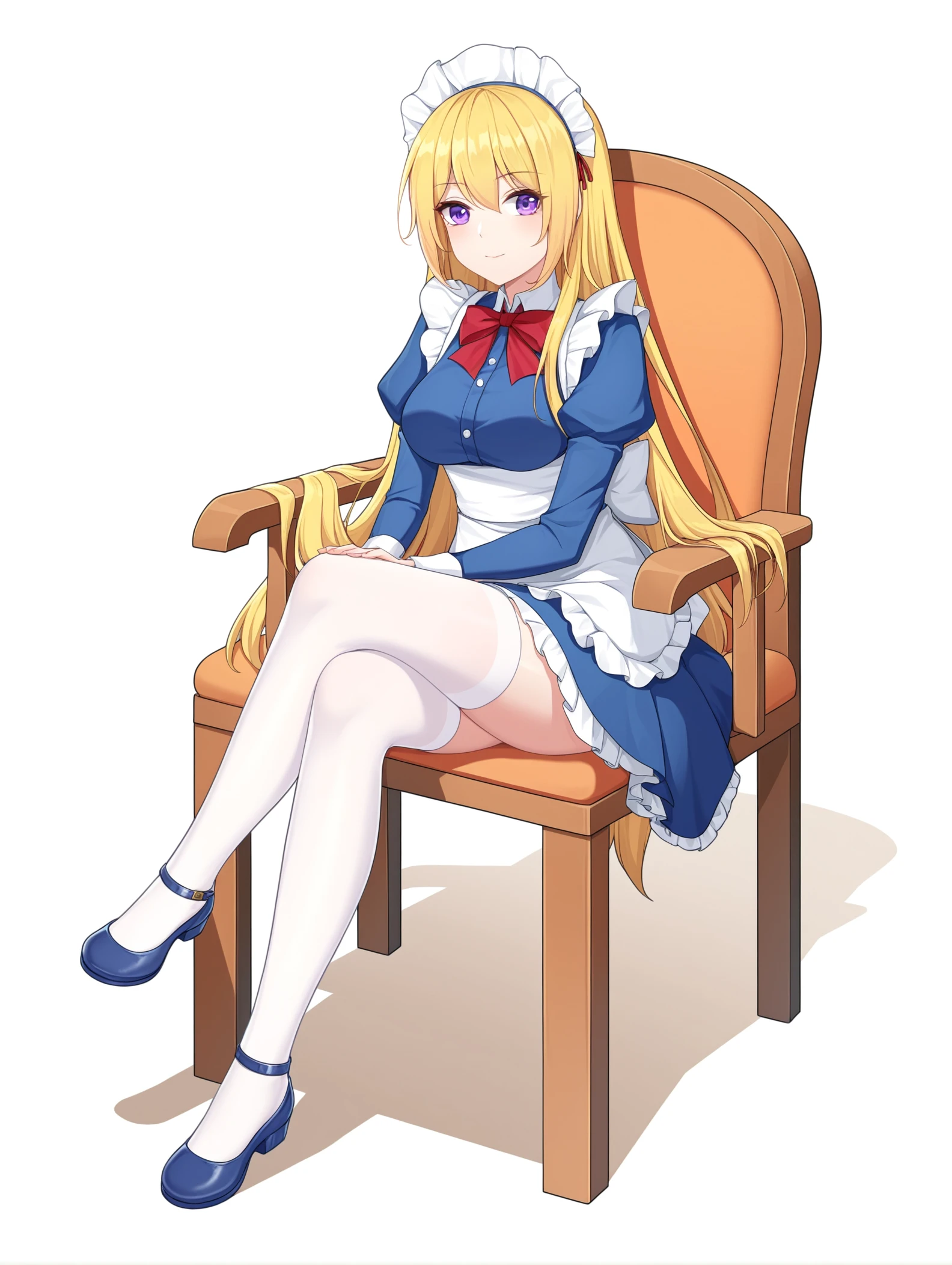 1girl in, (No Panties),(OPEN twat), length hair, blue eyess, blonde hair, diadems, sitting on, I don't wear any underwear、A pose where you can be seen from below、Spreading legs with both hands、full view, doress, the bow, The card, pinafore, shairband, PlayingCards, looking at the viewers, shortsleeves, the bow of the hair, blue hairband, a smile, red blush, hand on own face, blue dress, alice(alice in Wonderland), hair between eye, a chair, Black pantyhose, blue the bow, a throne, puffy sleeves, Put your hand on your cheek, bangss, apron dress, shortsleeves, bow ribbon、very long hair、mini crown、foot out of frame、frilld、white pinafore、:q、masterpiece、top-quality、((lifted skirt、Pussy、camel's toe)))、SEX、NFSW、