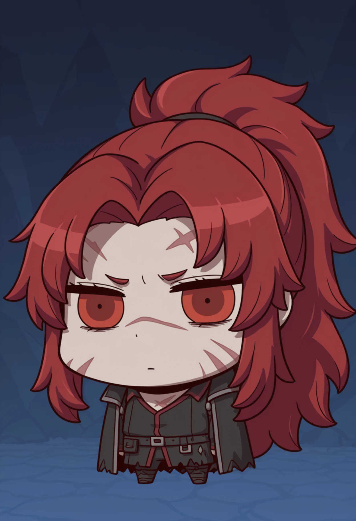 april fools, chibi, full body, (gebura \(project moon\):1.25) scars, red hair, simple background, white background, close-up, ((upper body)), masterpiece, best quality, ultra-detailed, highest quality, official art, absurdres, latest, very awa, very aesthetic, detailed shading, (detailed background, complex background), amazing quality, intricate, hyper-detailed, excellent, latest,
