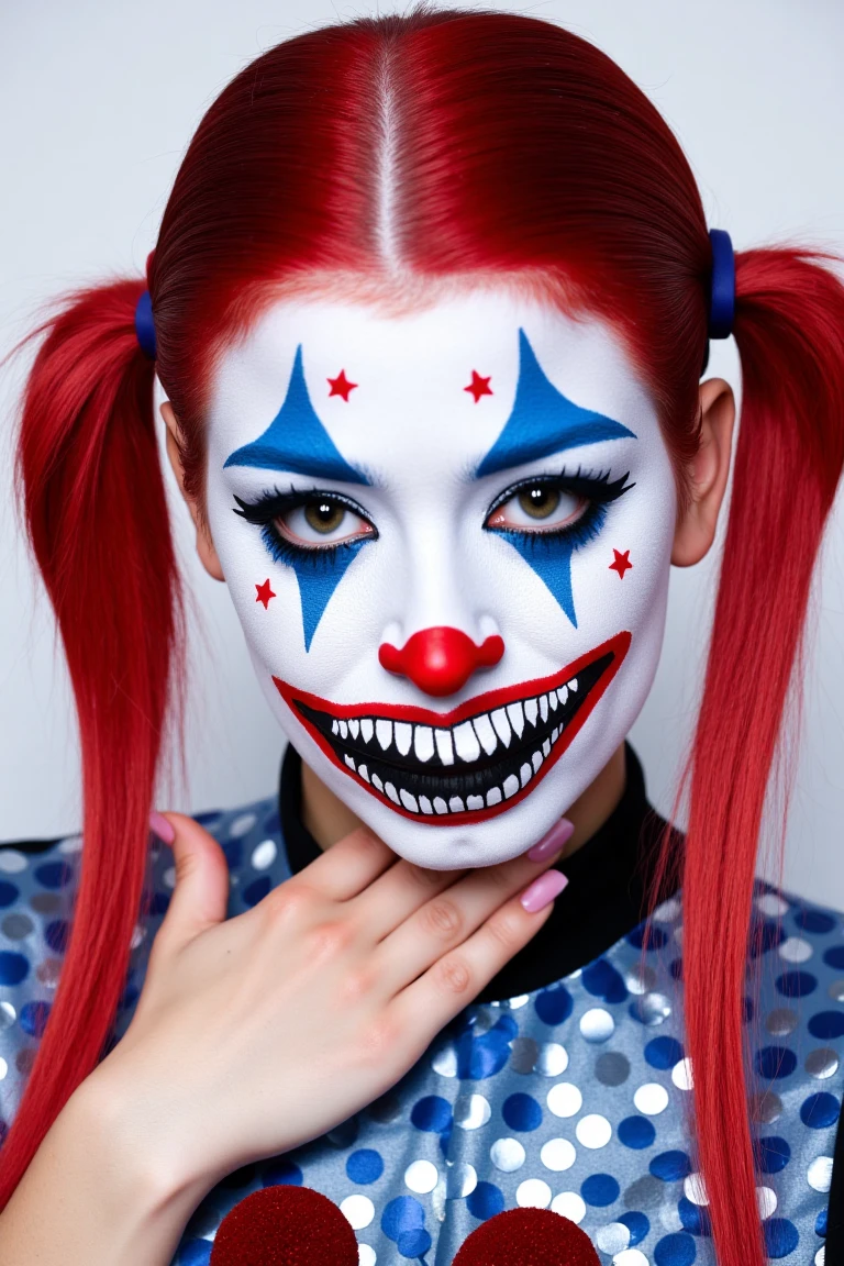 Create the image of a singer who looks like a clown