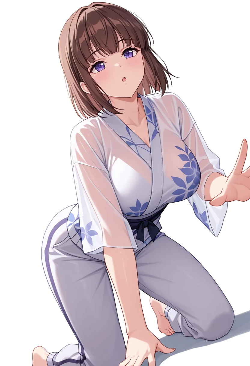 Cute beautiful girl、、naked、Open yukata(blush:1.5)、Laugh shyly、Brown Skin、Beautiful breasts、sex from behind