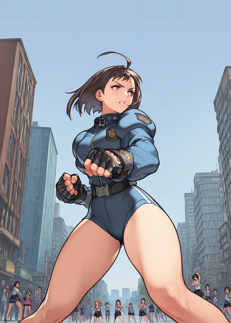 ultra-detailed, Explicit, Beautiful body, Beautiful Nose, Beautiful character design, perfect eyes, perfect face, ultra highres, 4K, beautiful legs, perfect legs, Nice hands, Perfect hand, Masterpiece, Best Quality, Highly detailed, illustration, absurdres, street fighter, doll suit, shadaloo doll, dollsuit, 1girl, solo, expressionless, blank eyes, looking at viewer, red gloves, emotionless, black latex, corrution, mind control, female combatant, full body, hypnotized, unhappy trance, full body suit, ribbed bodysuit, both arms at side, obey, perfect female body, extremely glossy latex, hypnosis, hypnoLora, empty eyes, Mind control device, poses, submissive_pose, Slave, hat, necktie, stand up straight, standing, standing at attention, hat, necktie, belt, latex, ribbed bodysuit, thighhighs, garter belt, Fighting Stance, extending the right arm from the shoulder into the air with a straightened hand, nazi saluting, military, military saluting, salute, thigh, Kuribayashi Shino, Gate: Jieitai Kanochi nite, Kaku Tatakaeri, brown hair, side ponytail, brown eyes, gun, holding gun