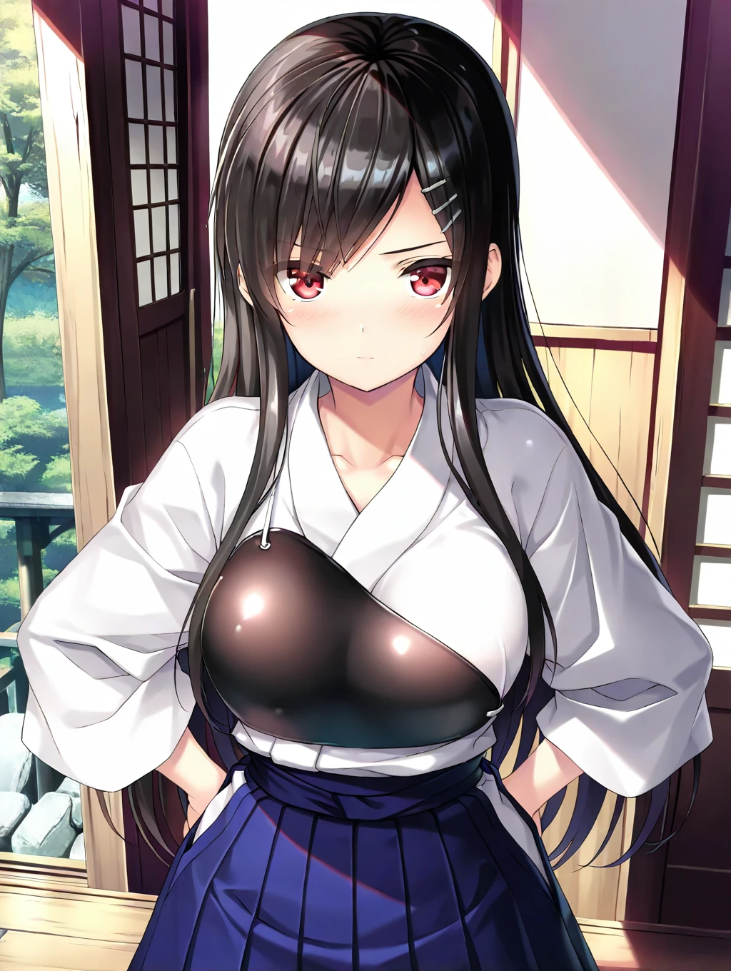 A beautiful girl in a long-sleeved Chinese dress exposes her nipples