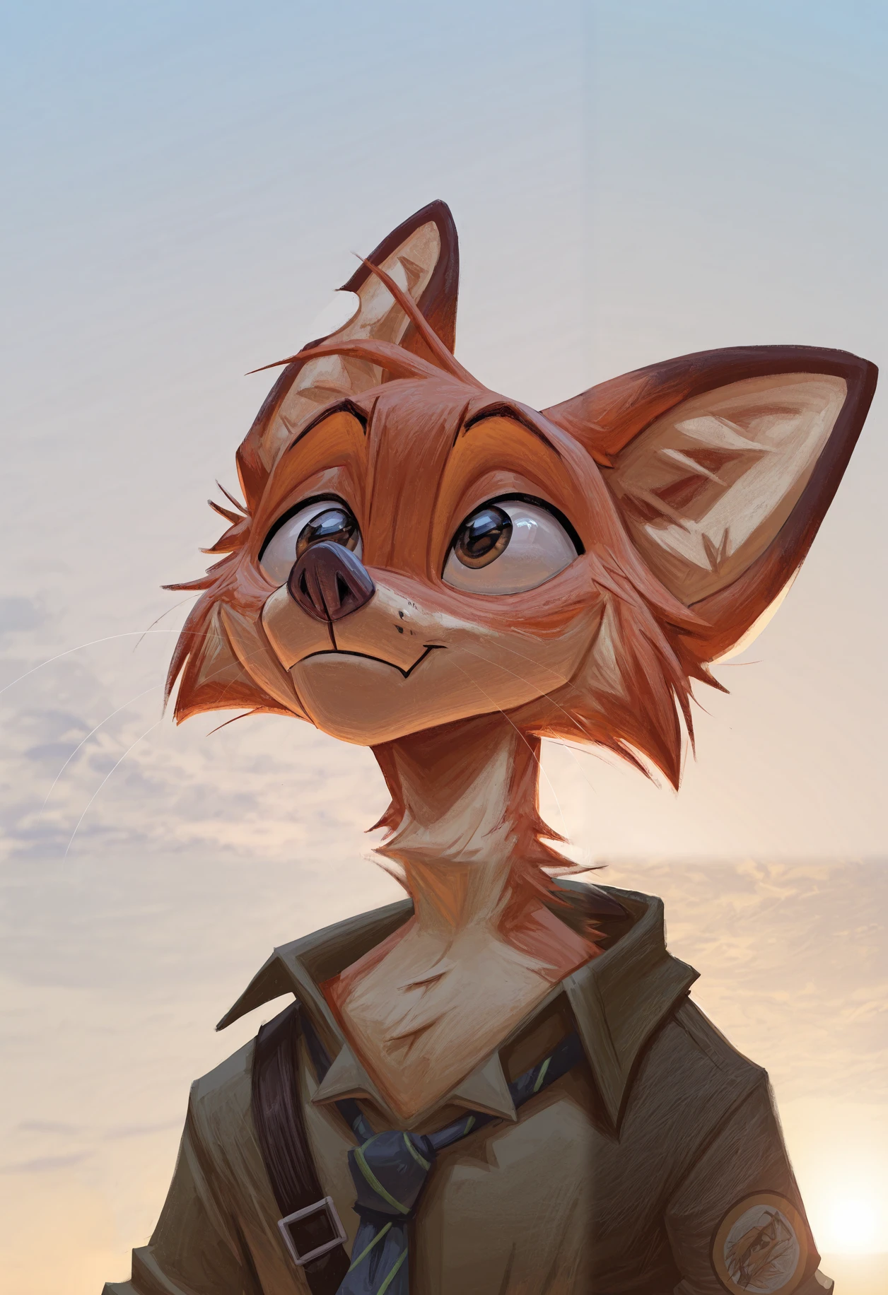 1boy, solo, nick wilde, (masterpiece), best quality, newest, highres,mulerarts, semi-realistic anime, soft colors palette, soft shading, smooth gradients,
