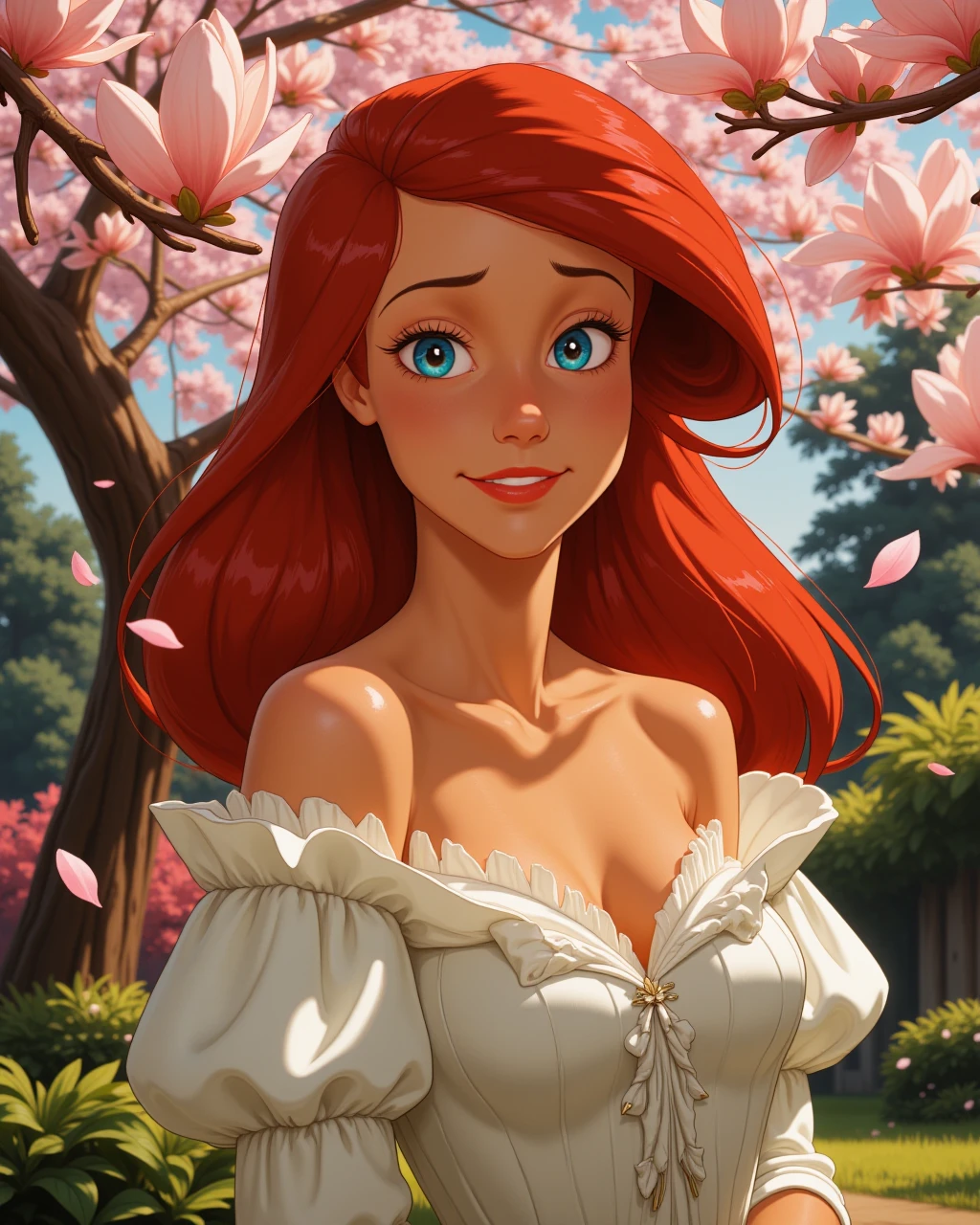 1girl, blonde, 18yo, Anna from Frozen, ginger hair, two braids, squatting, pissing over a boy's face, flower dress, lifting up gown right enough to expose a little of her lovely crotch, pussy peak, sexy look, big breasts, lingerie, naked pussy,garden scenario,sexy face, sexy, voluptuous, huge breasts, round cute sweet face, round sexy ass, swallen pink pussy, kawaii girl, look at viewer, sexy femdom, sweet lovely candid expression,
