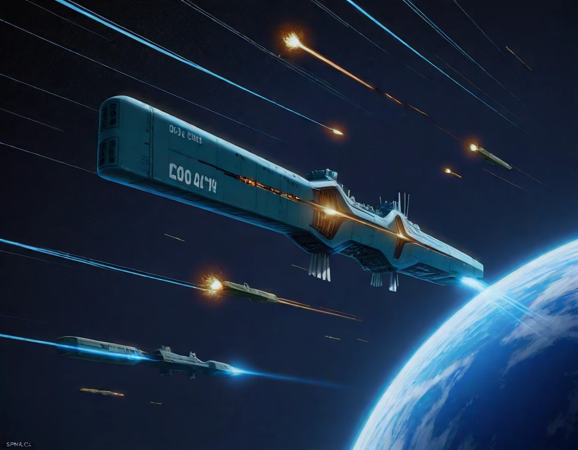 masterpiece, best_quality, very_aesthetic, highres, absurdres,very_aesthetic, ultra detailed,
<lora:LOGH_FPA_IL:1> logh, fpa spacebattleship, no humans, spacecraft, science fiction, vehicle focus, space,starry sky, spac war,laser beam,explosion, earth \(planet\), orbit, number text,english print,engine glowing blue, missile fired,energy shield,