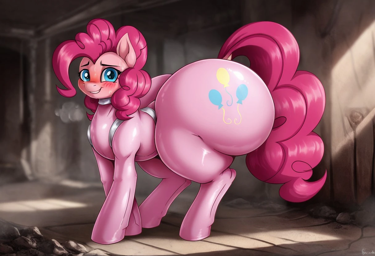 score_9, score_8_up, score_7_up,  Pinkie Pie MLP, My Little Pony Friendship is Magic style, she's in a random sexy pose,she is in a random sexy pose,her pussy is dark pink,showing her big and sexy butt hole, shows a butthole ,showing her big and sexy pussy, showing her pussy, her butt is very very big,mischievous look,sexyin and pecks her lips,huge bottom and nice round,she's only wearing a pair of tights,[(description of location)]
We are in Pinkie Pie's bakery, We are in Pinkie Pie's bedroom, We are in Pinkie Pie's kitchen,