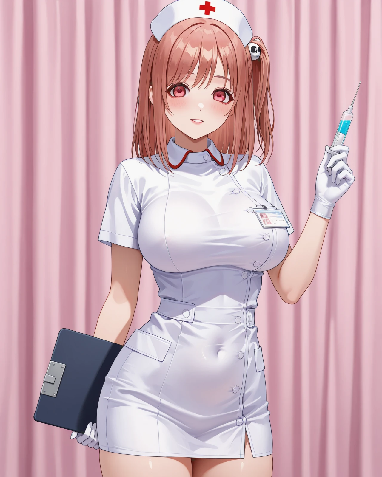 honoka \(doa VV\),cowboy shot,nurse,