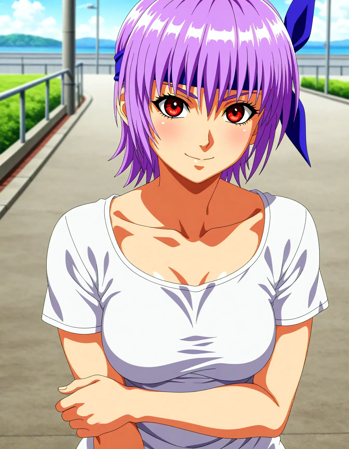 <lora:dmd2_sdxl_4step:1>,1girl,official style,masterpiece,best quality,newest,very aesthetic,highly detailed,high resolution,absurdres,highres,depth of field,super detailed skin,very awa,Anime,anime coloring,anime screencap,<lora:ayane_V1:1>,ayane \(doa\),smile,stylish_pose,casual,