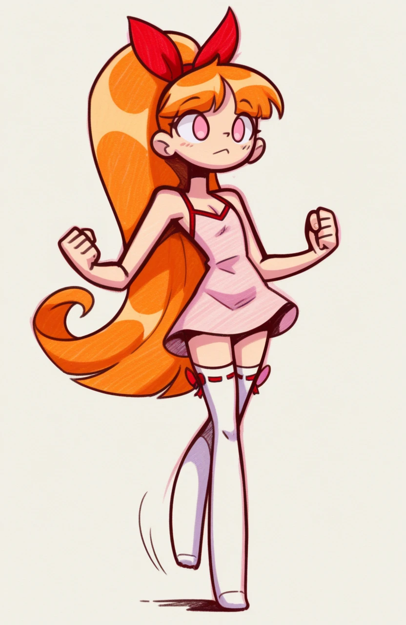 Solo girl, green eyes, very long orange hair, pink bow on her head, evil smug grin, lovesick, super lovesick, cleavage, (100% lovesick),
Blushing, naked, flat chested, tits, thick body, close up to pussy, looking down at viewer, (100% satisfying), Masterpiece, High Quality