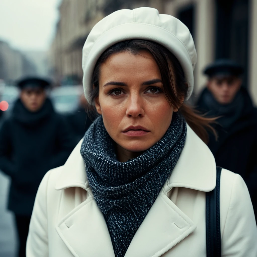 cinematic film still of <lora:sad style xl v1:0.8>
cinematic sad style, sad facial expression of a sad pale mature woman with another sad twin sister in background, perfect image, perfect body, perfect anatomy, sharp image, detailed image, high quality cinematic photography, dramatic light style, cinematic background, cinematic contrast, cinematic saturation, cinematic film color style, visual artistic composition style, sad expression, cinematic sad style, brown hair, ponytail, blurry, science fiction, photorealistic, black hair, hat, brown eyes, jacket, coat, blurry background, white jacket, closed mouth, scarf
, shallow depth of field, vignette, highly detailed, high budget, bokeh, cinemascope, moody, epic, gorgeous, film grain, grainy
