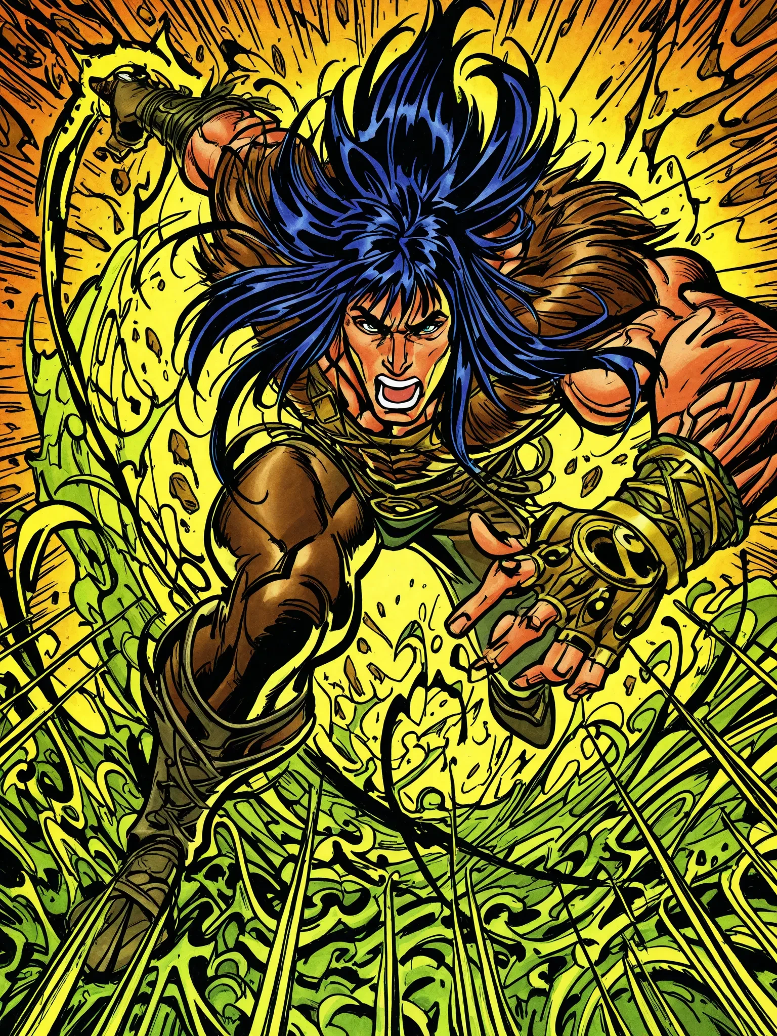 African American Version of Devilman fused with African African-American version of Spawn fused with African African-American version of Kratos (God of War) fused with African African-American version of Dante (Dante's Inferno) fused with the African American version of Dante (Devil May Cry Universe) fused with the African American Version of The Doomslayer (DOOM 2016 and DOOM Eternal), African American Version of Scorpion, African American Version of Smoke and African American Version of Sub-Zero (from The Mortal Kombat games) in the Devilman OVA Art Style African American version of Naruto Uzumaki fused with the African American version of Yusuke Urameshi fused with the African American version of Asta from the Black Clover Anime series in the Yu Yu Hakusho Anime Art Style In the vibrant and dynamic world of anime, two iconic figures from distinct universes collide to create an unforgettable fusion. The African American version of Afro Violence Jack from the Violence Jack Universe and the African American version of Afro Kenshiro from the Post-Timeskip Arc of Hokuto No Ken Universe merge into one powerful being. In the Hokuto No Ken Anime, Movie, and Manga Art Style, this fusion comes to life, depicting the embodiment of strength and resilience. His powerful physique demonstrates the perfect amalgamation of both Afro Violence Jack and Afro Kenshiro. Every muscle is defined and tone