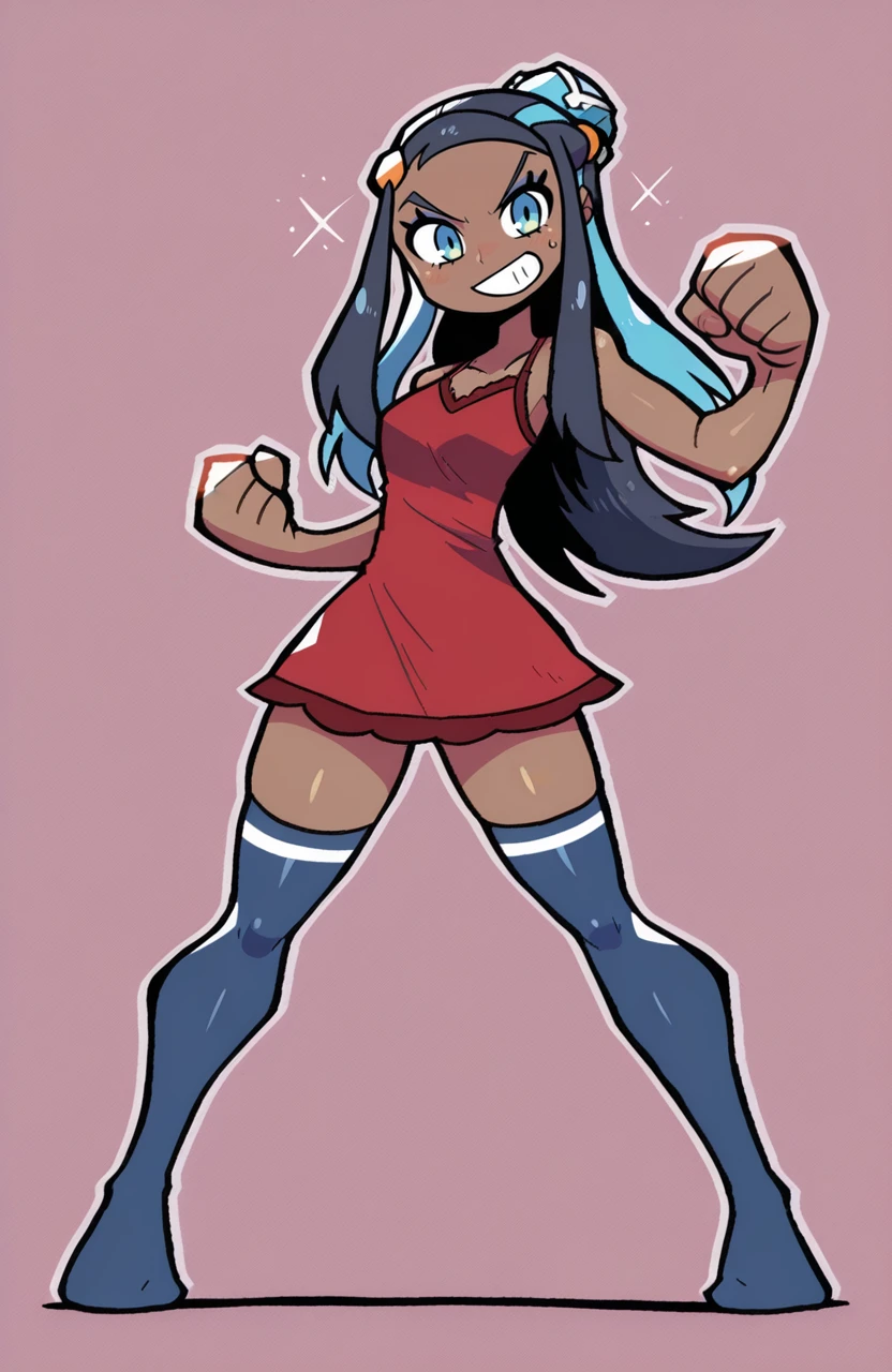 Give me an image with a white background, with the full body reference of a female cartoon character from head to toe, her entire body facing forward, with arms at sides in the style of the game Skullgirls, it's not anime