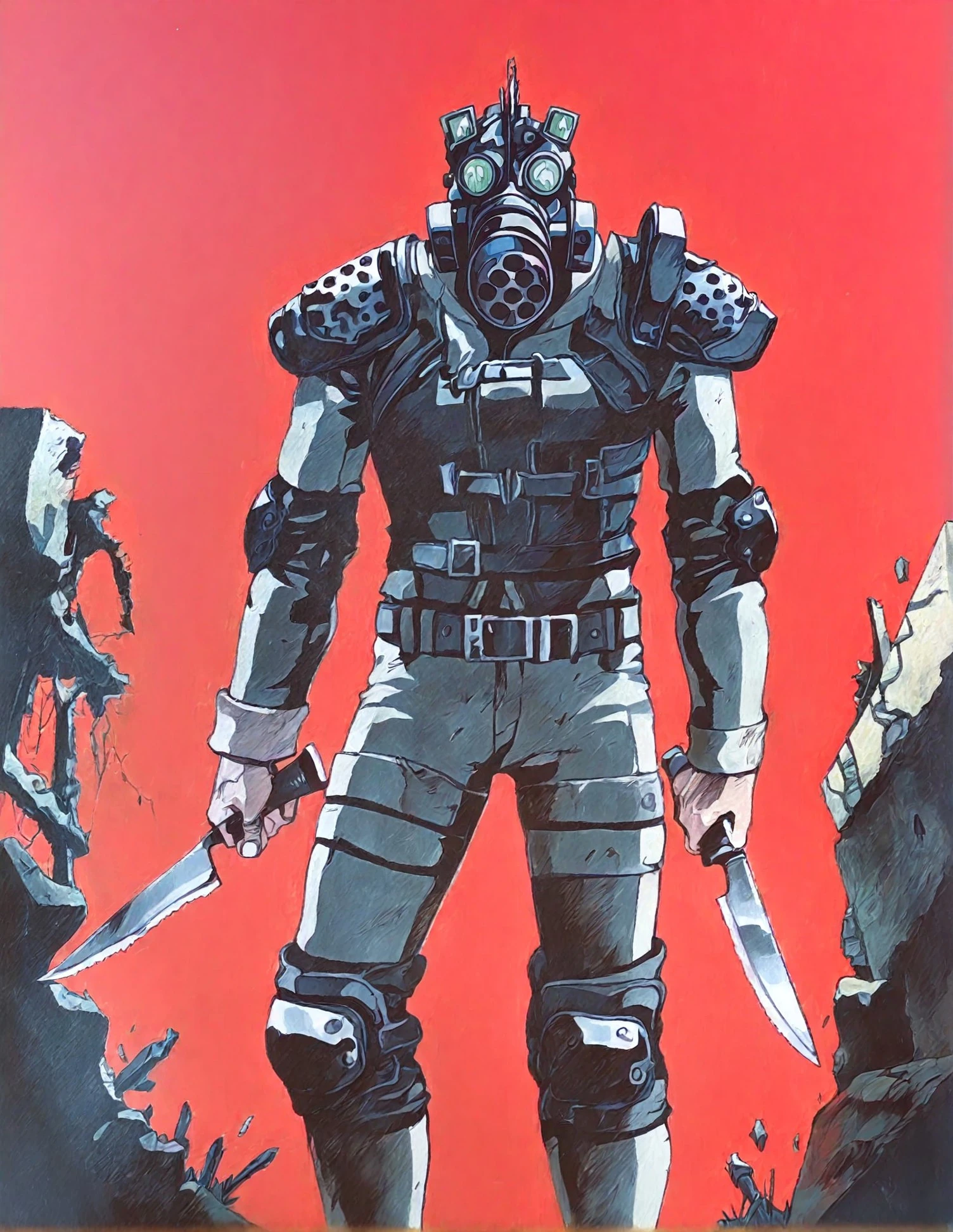 PBOldRifRPGStyle a battlefield, gun, man, amour, woman