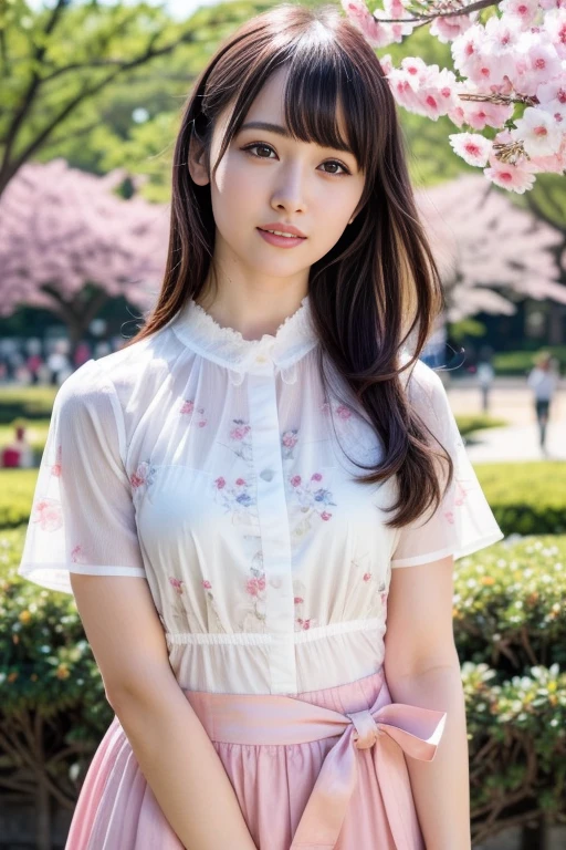 Slim and sharp facial contours、One Girl、(beautiful girl、Delicate girl:1.3)、(22 years old:1.3)、break、(Overalls with no shirt:1.3)、break、Very beautiful eyes、(Symmetrical eyes:1.3)、break、(Countless flowers、In a colorful flower field:1.3)、Perfectly shaped and anthropomorphic fingers、break、Small breasts、Brown eyes、(((Shortcuts)))、Parted bangs、Brown Hair、break、(Eye and facial details:1.0)、break、(masterpiece、highest quality、Very detailed) 、Detailed face、8k)、Full body view from the knee up、