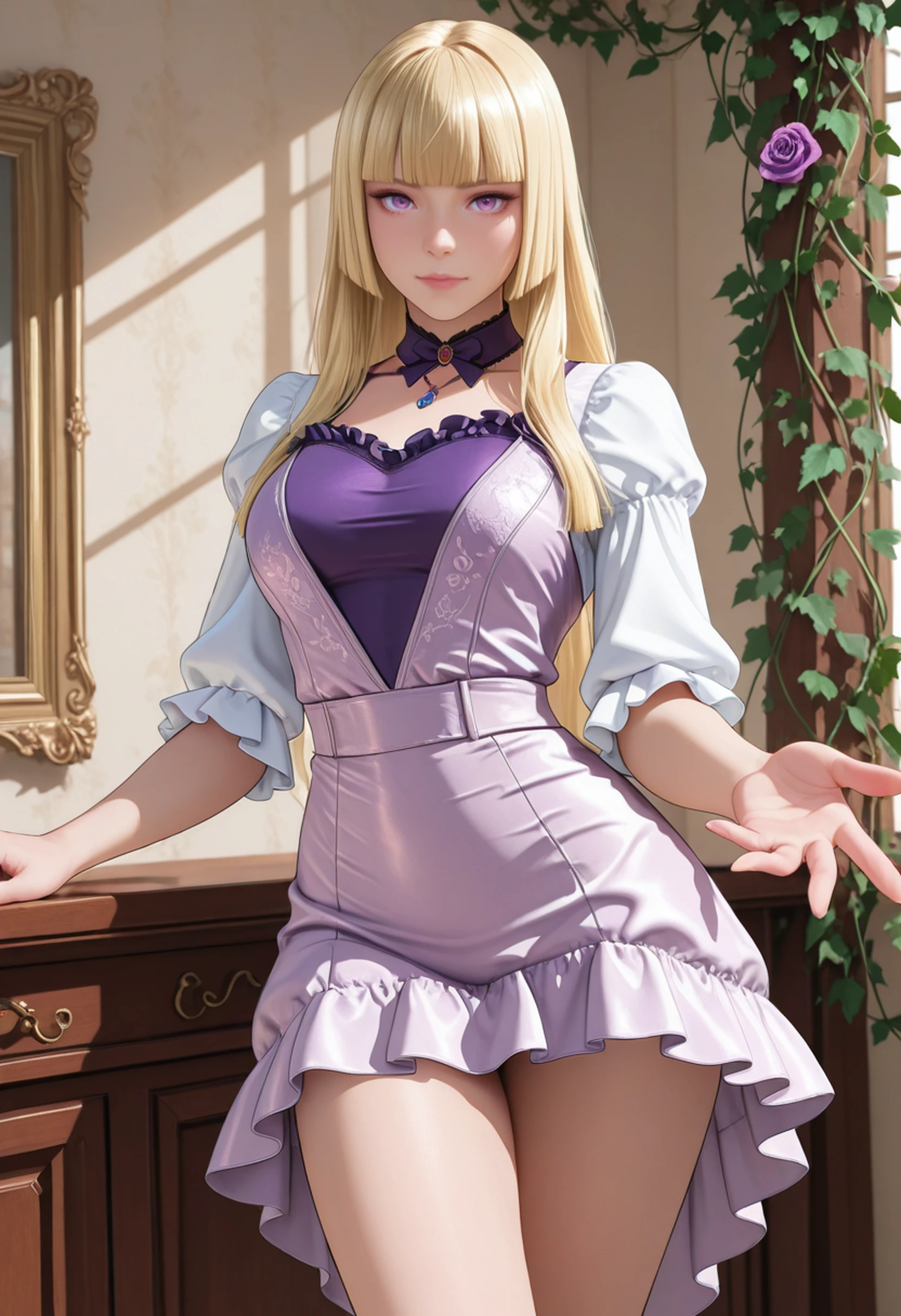 Rapundzel, sexy, short dress, stockings, can see panties, legs open