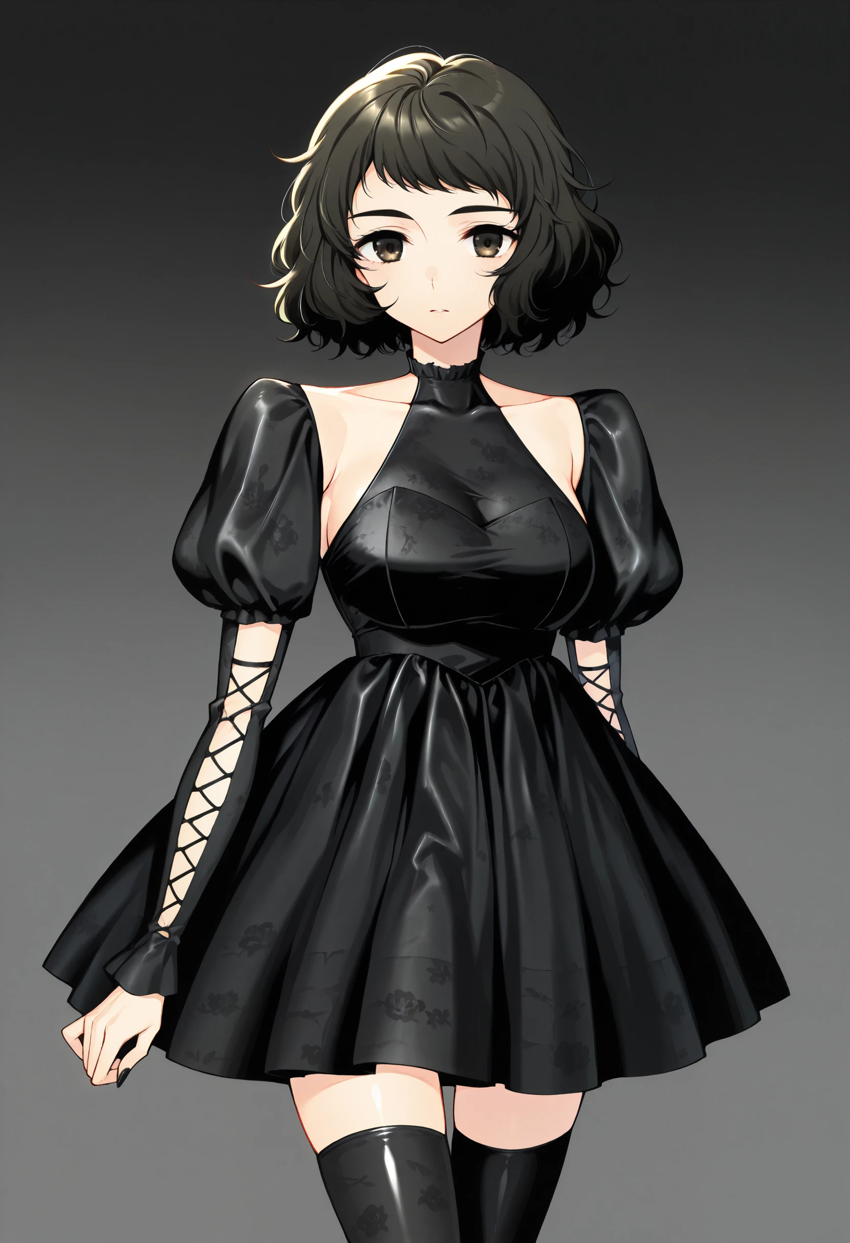 Hela Black Halter Dress Illust