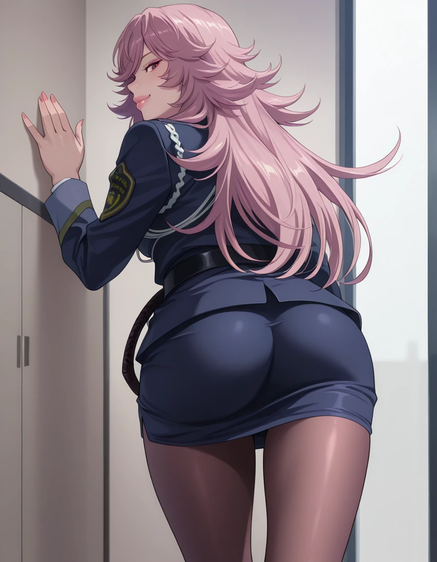 Girl with pink hair , black blazer , Japan School Uniform , school uniform shirt kissing boy