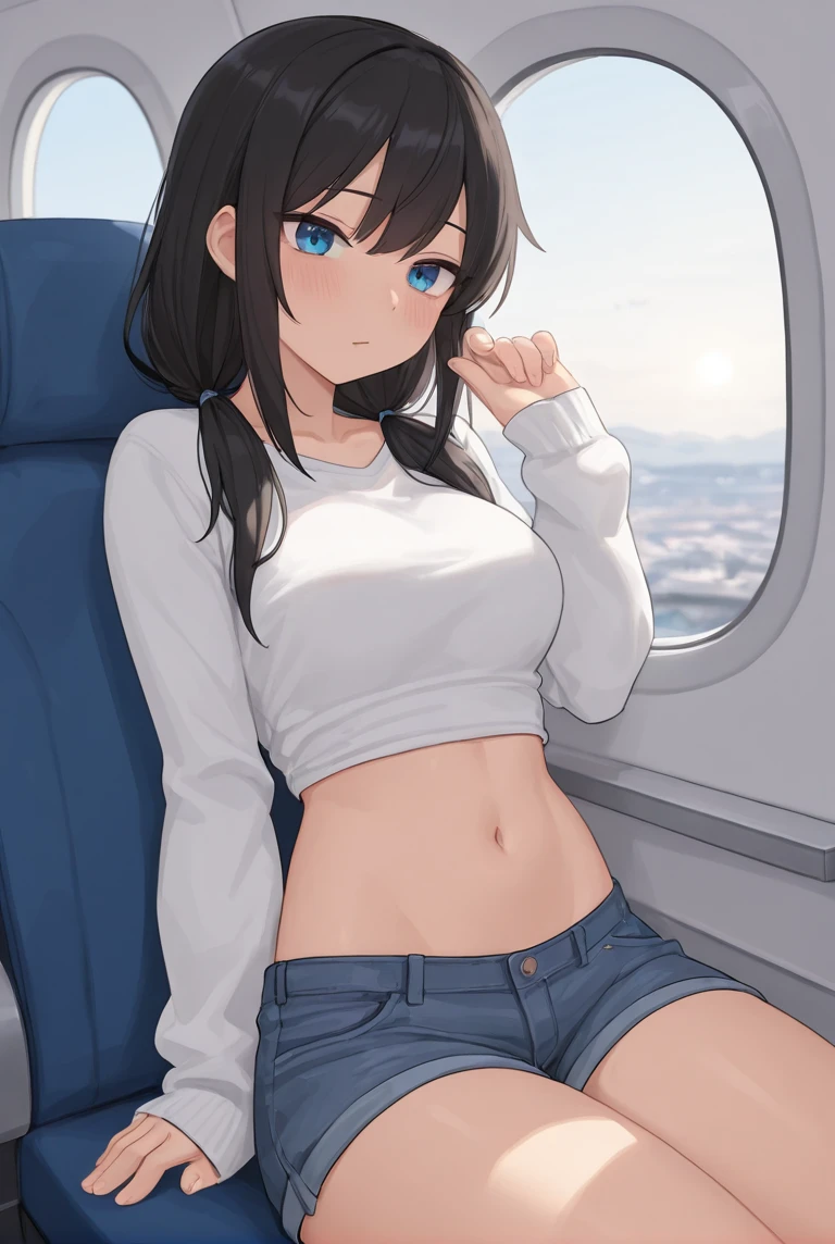 ultra-quality, ultla highres, Hyper Detailed, High contrast, superfine illustration, creative refinement, Being in space, The cockpit of the spaceship, Sit in the cockpit, Operating the Computer with a Display Projected in the Air, Camisole, Panties