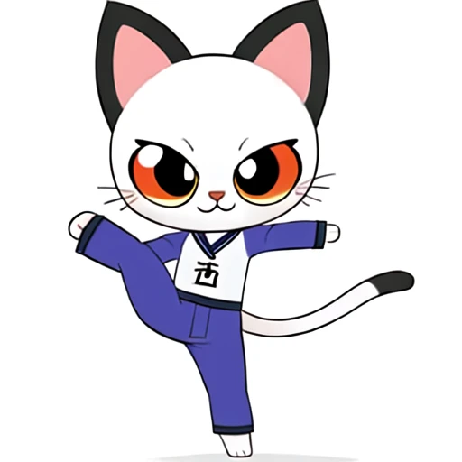 <lora:SimbPimp_part1_0.15+SimbPimp_part2_0.15+SimbPimp_part3_r1_0.15+SimbPimp_part4_0.15+SimbPimp_0.5:0.8>, chibi, cartoon, bold linework, bold outlines, solo, no humans, cat, furry, 1girl, (looking at viewer:1.2), cat ears, cat tail, taekwondo, masterpiece, kick pose, (<lora:SimbPimp_Embedding:-0.5>)