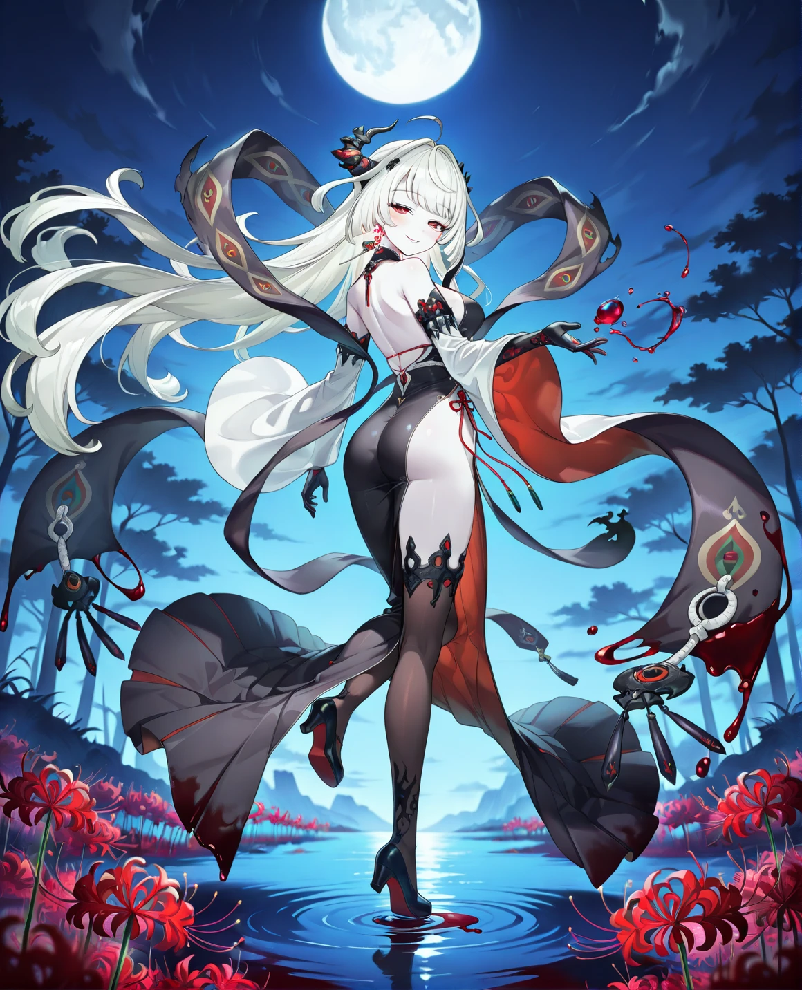 Anime girl with sword and flower background, White-haired god, Ayaka Genshin impact, Onmyoji detailed art, amaryllis,onmyoji, Official artwork, onmyoji portrait, A scene from the《azur lane》videogame, Official anime artwork, nightcore, azur lane style, mika kurai demon, Best anime 4k konachan wallpaper