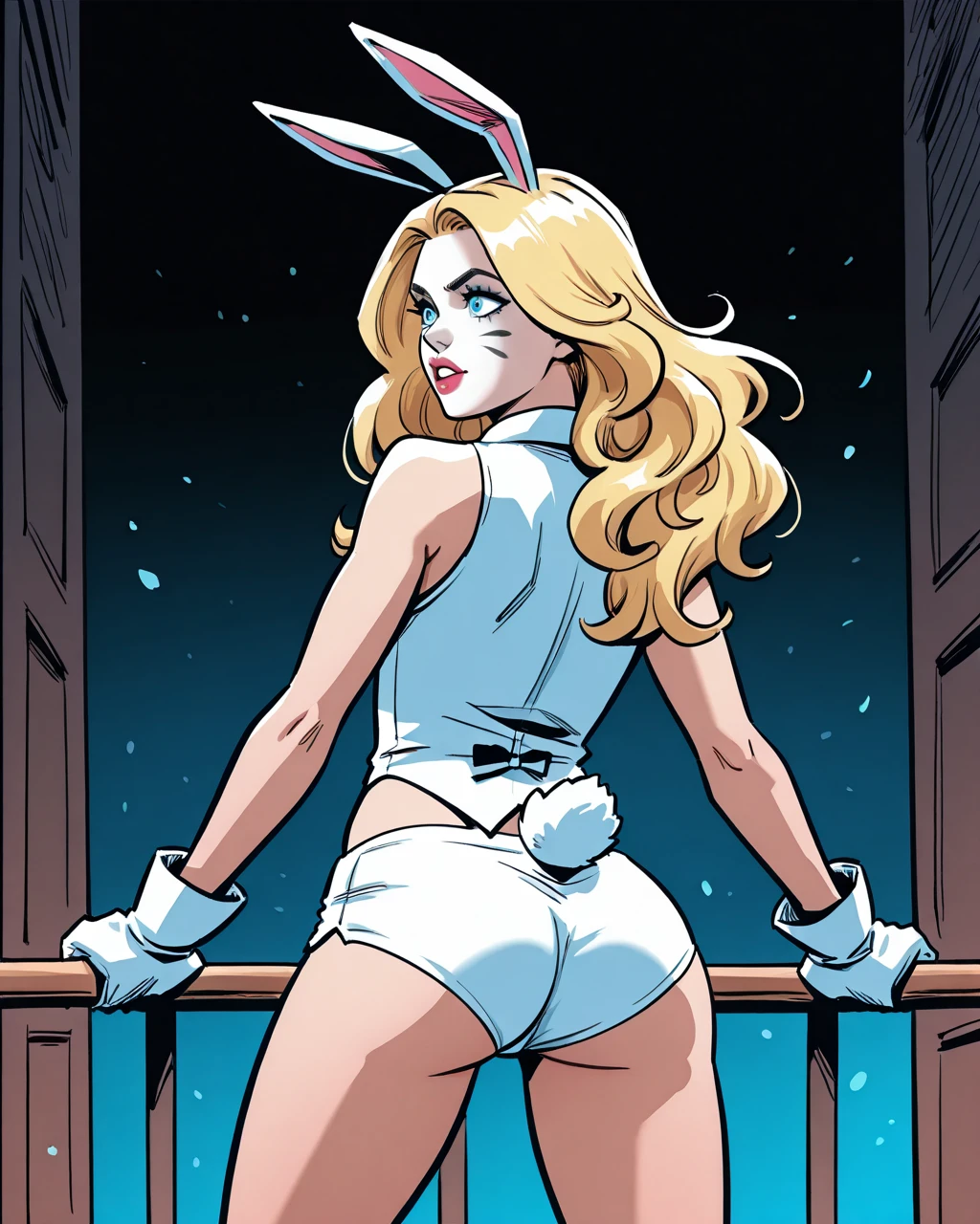 arafed drawing of a woman in a bunny suit with a knife and fork, bunny girl, playboy bunny, by Olivia de Berardinis, lola bunny fanart, by Jennifer Janesko, bunny leg, by Hugh Hughes, by Silvia Pelissero, playboy style, bunny, by Dean Ellis, by Joe Bowler, by Gavin Hamilton, by Daphne Allen