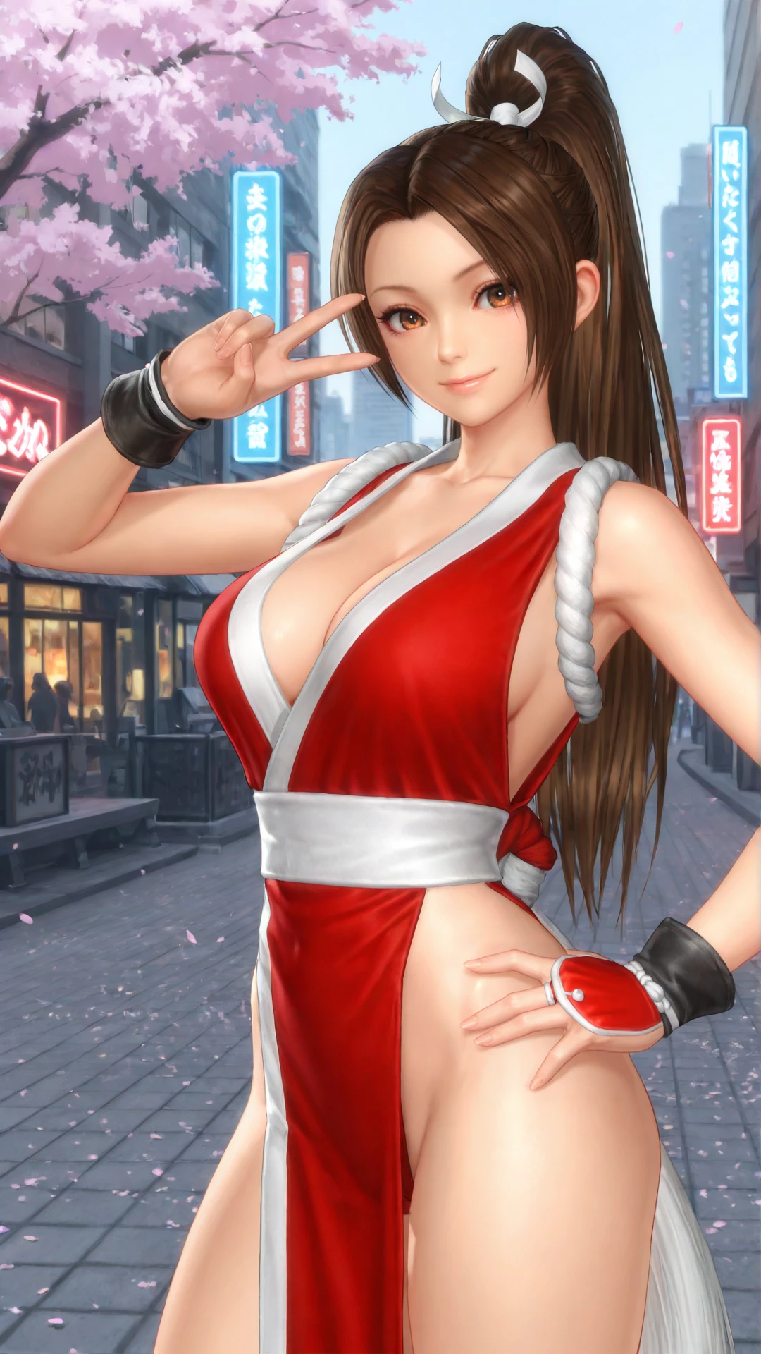 Figure, Mai Shiranui, sexy pose, big breasts, smile