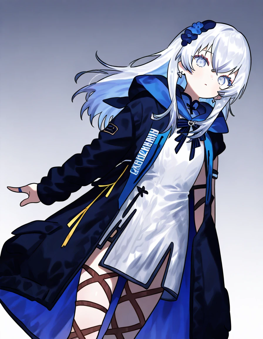 1girl,solo,simple background,(alternate costume:1.2),rhodesisland suit,coat,open clothes,<lora:seren:1>,azuma seren,<lora:rhodesisland suit-000022:1.1>,looking at viewer,, masterpiece, best quality, very aesthetic, absurdres,newest, incredibly absurdres,