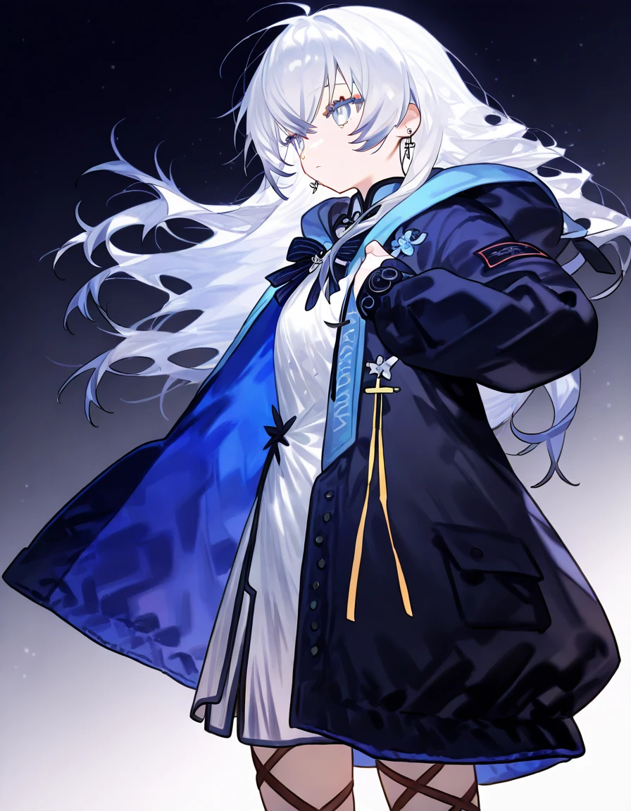 1girl,solo,simple background,(alternate costume:1.2),rhodesisland suit,coat,open clothes,<lora:seren:1>,azuma seren,<lora:rhodesisland suit-000022:1.1>,, masterpiece, best quality, very aesthetic, absurdres,newest, incredibly absurdres,