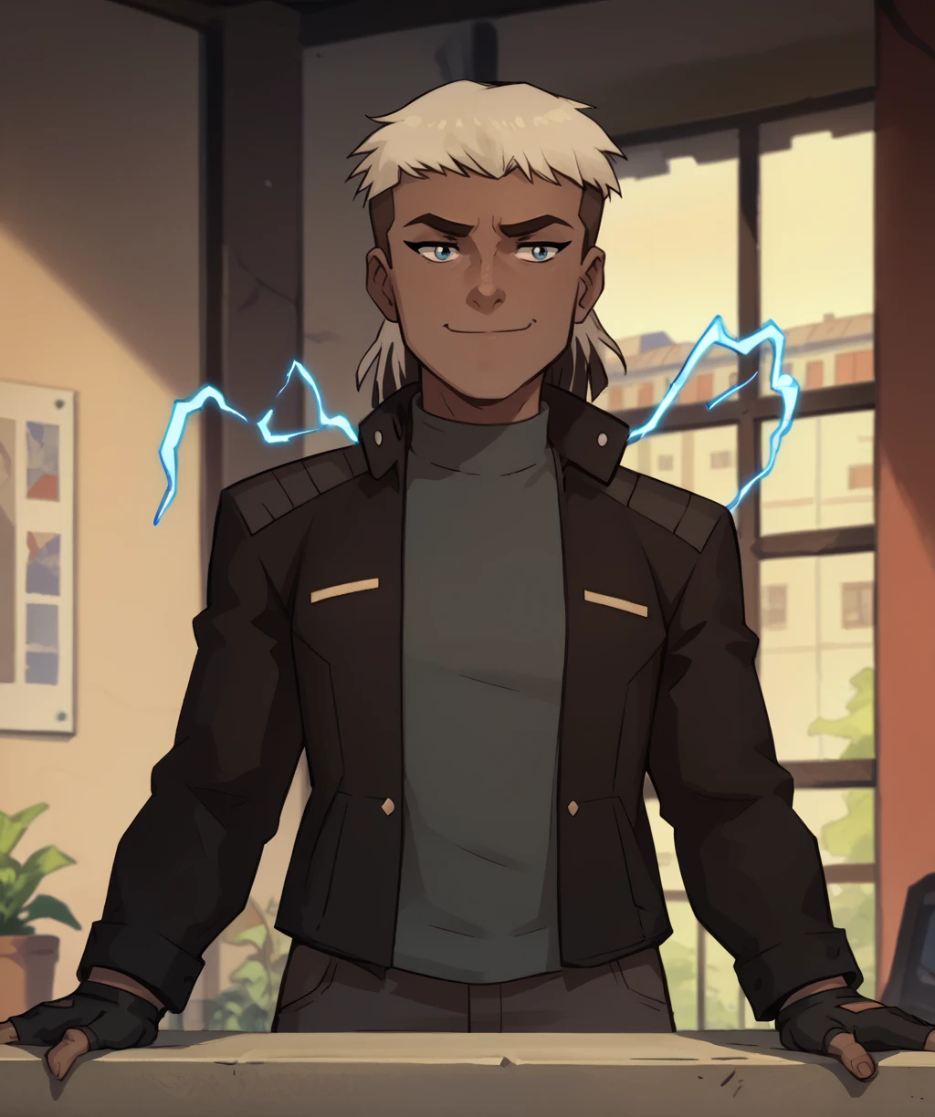 score_9, score_8_up, score_7_up, score_6_up,
lvewremasxl, bangs, two-tone hair, mullet, blue eyes,
fingerless gloves, shirt, black jacket,
standing, smug,
metropolis, morning, looking at viewer, electricity,
<lora:LivewireMAS:0.9>,