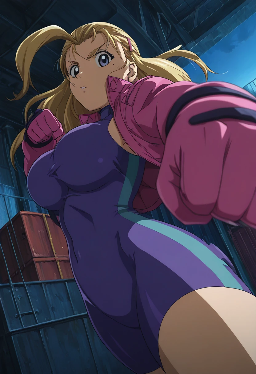 ultra-detailed, Explicit, Beautiful body, Beautiful Nose, Beautiful character design, perfect eyes, perfect face, ultra highres, 4K, beautiful legs, perfect legs, Nice hands, Perfect hand, Masterpiece, Best Quality, Highly detailed, illustration, absurdres, street fighter, doll suit, shadaloo doll, dollsuit, girls, multiple girls, expressionless, blank eyes, looking at viewer, red gloves, emotionless, black latex, corrution, mind control, female combatant, full body, hypnotized, unhappy trance, full body suit, ribbed bodysuit, both arms at side, stand up straight, obey, perfect female body, extremely glossy latex, hypnosis, hypnoLora, empty eyes, Mind control device, poses, submissive_pose, Slave, hat, necktie, stand up straight, standing, standing at attention, hat, necktie, belt, extending the right arm from the shoulder into the air with a straightened hand, nazi saluting, military, military saluting, salute, right hand saluting, left hand at side, latex, ribbed bodysuit, ysuit, wide hip, thicc, a curvy body, Pink hair, magical girl, blue eyes, Sayuka Kouenji, Beat angel Escalayer, escalayer, long hair