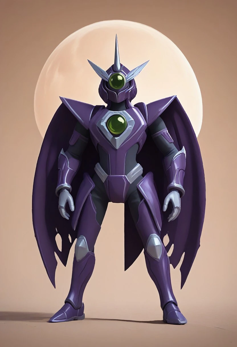 score_9, score_8_up, score_7_up, (best quality, 3D, masterpiece, cinematic quality), ultra-detailed, high resolution, 8k, Dark Oak, purple armor, large green eye, gray gloves, holding golden sword, tattered black cape, green sphere on chest, battle stance, space, asteroids, moon, high quality, masterpiece, BREAK outside, Rich, Detailed background, ambient light