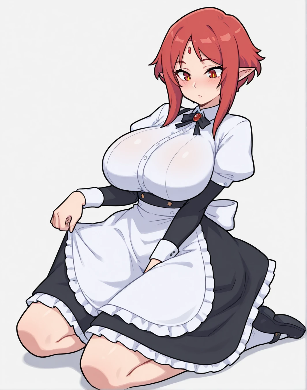 masterpiece, perfect lighting, (beautiful, best quality:1.3), perfect eyes, absurdres, 8k,
1girl, solo, (absurdres), finely detail,
ilulu_maiddragon, red hair, long hair, huge breasts, red eyes, twintails, horns, huge breasts,
team rocket,team rocket uniform, red letter R, white skirt,white crop top,black thigh-highs,black elbow gloves