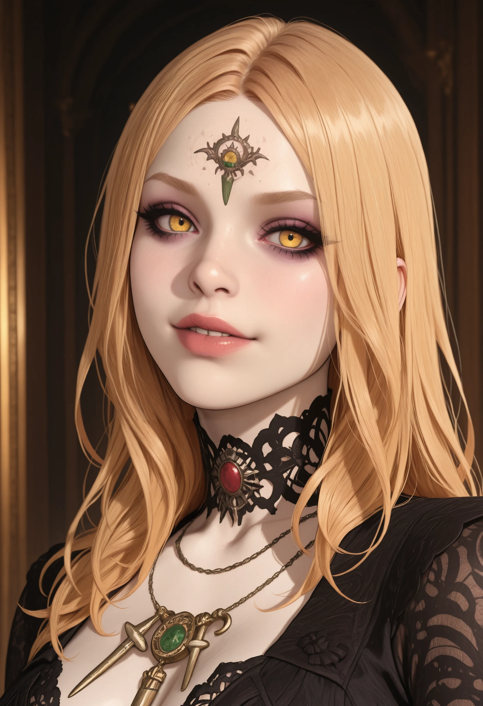 masterpiece, very aesthetic, best quality, absurdres, newest
<lora:ILREVDaniela:1.0>
REVDaniela, 1girl, blonde hair, long hair, pale skin, yellow eyes, forehead mark, looking at viewer, portrait