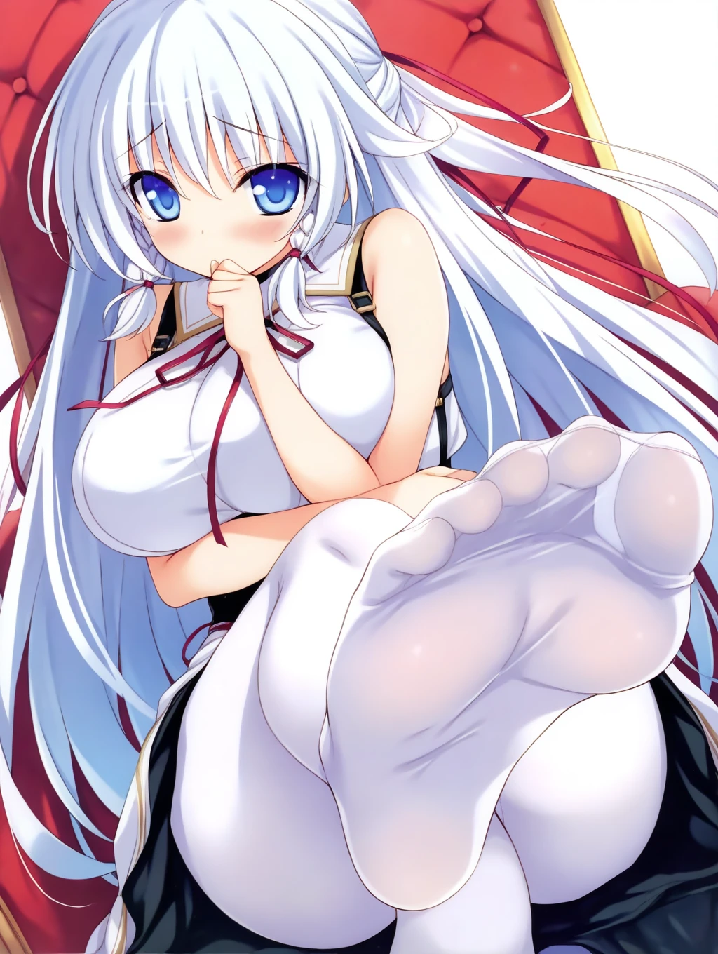 masterpiece,(high quality depth map:1.1), Best Quality, ultra detailed,unity wallpaper 8k,crunchy,(change:1.2),(pretty eyes), ((kawaii)), Beautiful, (beautiful),,,phonograph,, (ultra detailed), (The best illustrations), (best shadows),perfect lighting,vivd color,
,high priestess,inglete,beautiful white dress,Goddess,royal room,chair,white thigh high boots ,sexually suggestive,beautiful panties,arms in armrest,revealing outfit,open legs,