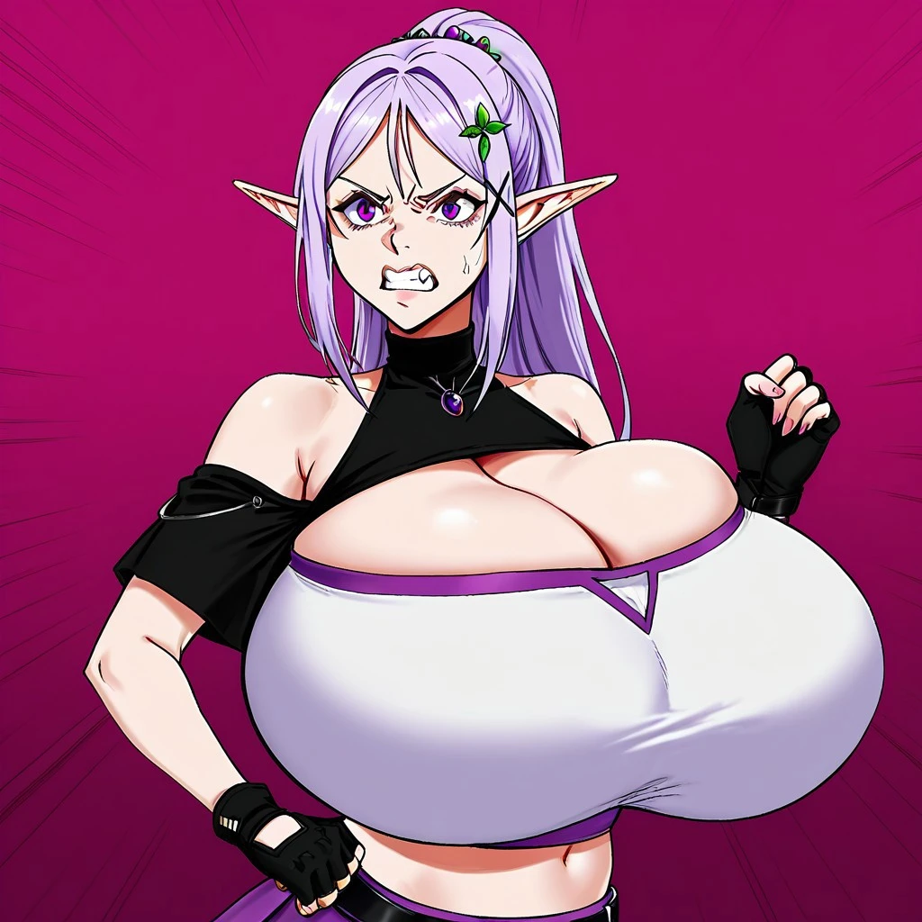 score_9, score_8_up, score_7_up, score_6_up, score_5_up, score_4_up, solo, 1lady, milf, mature woman, night elf mercenary, (very long white hair), ((long side locks with hair tubes)), bang, white eyebrows, light lipstick, ((pouted lips)), ((purple skin)), ((pupil-less glowing yellow eyes)), corset leotard armour, v string leotard thong, ((over the knee white armoured Greaves)), bare shoulder, big full lips, source_anime, cel shading, masterpiece, best quality, topless, (((pouted lips))), (((gigantic breasts))), big dark purple nipples, ((huge ass)), thick thighs, wide hips, transparent cameltoe, blush, sexy, seductive, alluring, feminine, ((horny expression)), ((extremely aroused face)), sexual urges, detailed background, detailed lighting, ((NSFW)), ((full body)), fantasy aesthetic, (mystical forest), ((elfin ruins)), ((dark night)), ((groping own breasts)), ((kneeling))