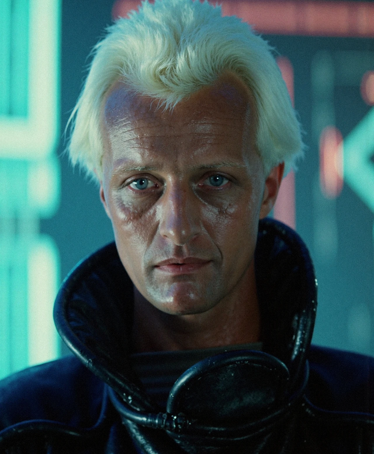 Dark Fantasy Art of <lora:Blade Runner Style:1>
medium shot, Kodak Eastman 100T 5247 Cinematic 1982 Film Stock Footage of Roy Batty a man's head attached to a bathroom wall staring at camera Blade Runner style, dark, moody, dark fantasy style