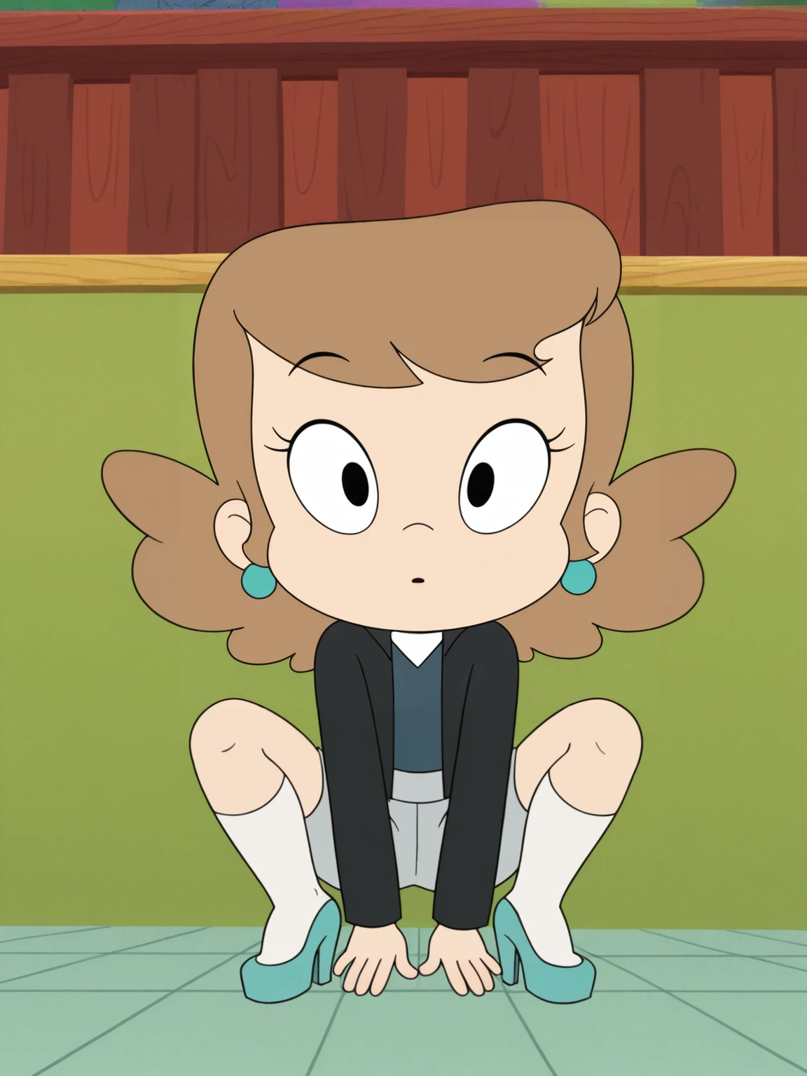 Anne Boonchuy, ((1girl)), ((age ten)), ((((short)))), (short torso), dancing, bosque, ((score_9)), looking at viewer, smiling, correct anatomy, Chibi, spread_pussy, anus, Ahegao, masturbating, creampie, penetración vaginal, embarazada, echada en el piso 