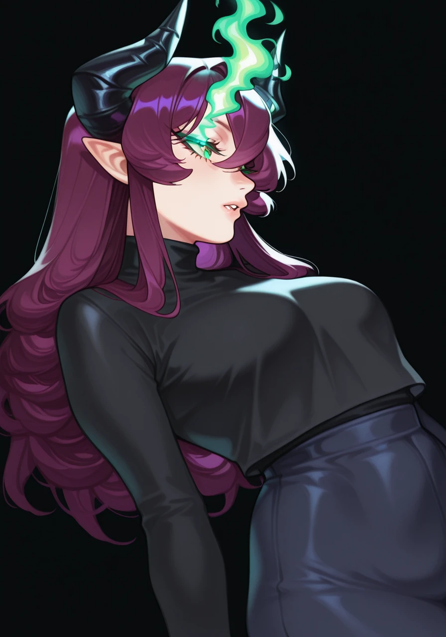 _asura style, 1girl, solo, medusa (fate), looking at viewer, glowing eyes